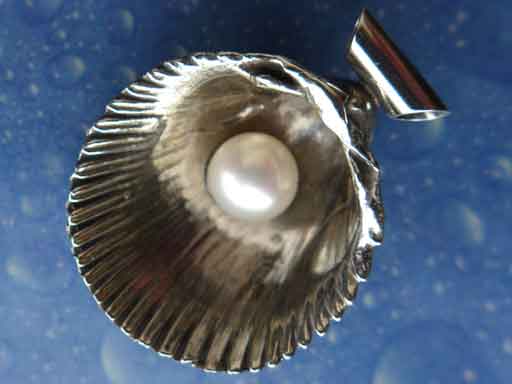 Muschelschmuck Perle Anhänger Silber Meer