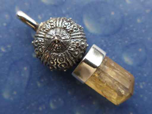 Seeigel Anhänger Silber Edeltopas Schmuck