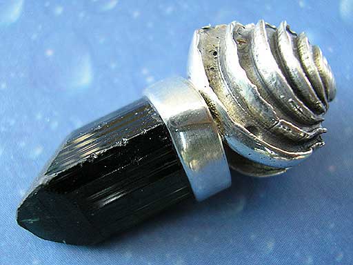 Turmalinkristall Muschel Schmuck Silber Anhänger