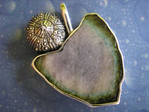 Galapagos Seeigel Paraibaturmalinscheibe Anhänger