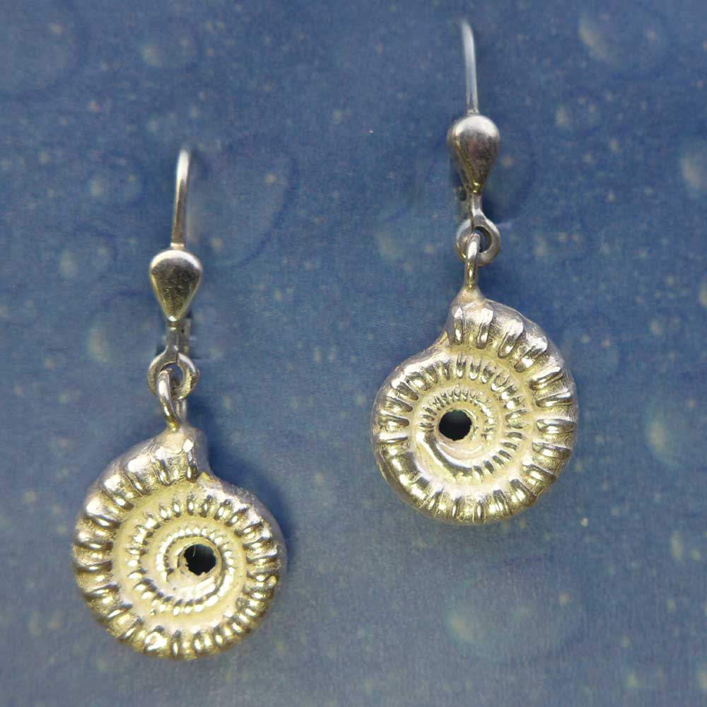 Ammonit Ohrringe Fossilien Silber