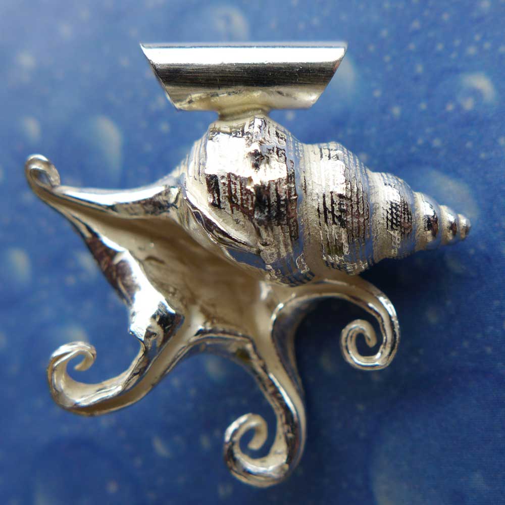 Schnecke Silber Pelikanfuß Anhänger Rückseite