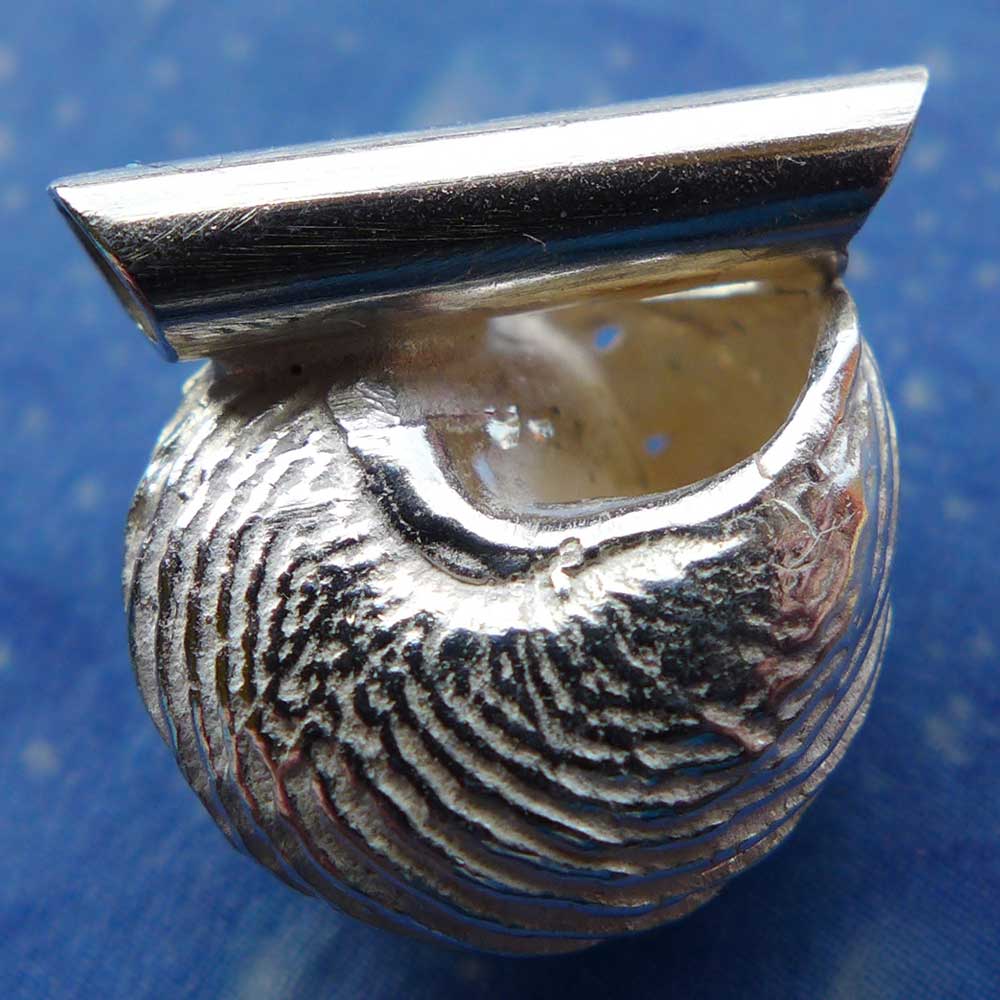 Silber Anhänger Schnecke Knotenknopf Rückseite