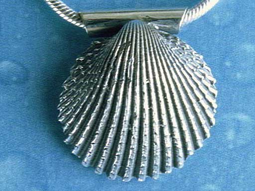 Schmuck Herz Muschel Anhänger Silber geschwärzt