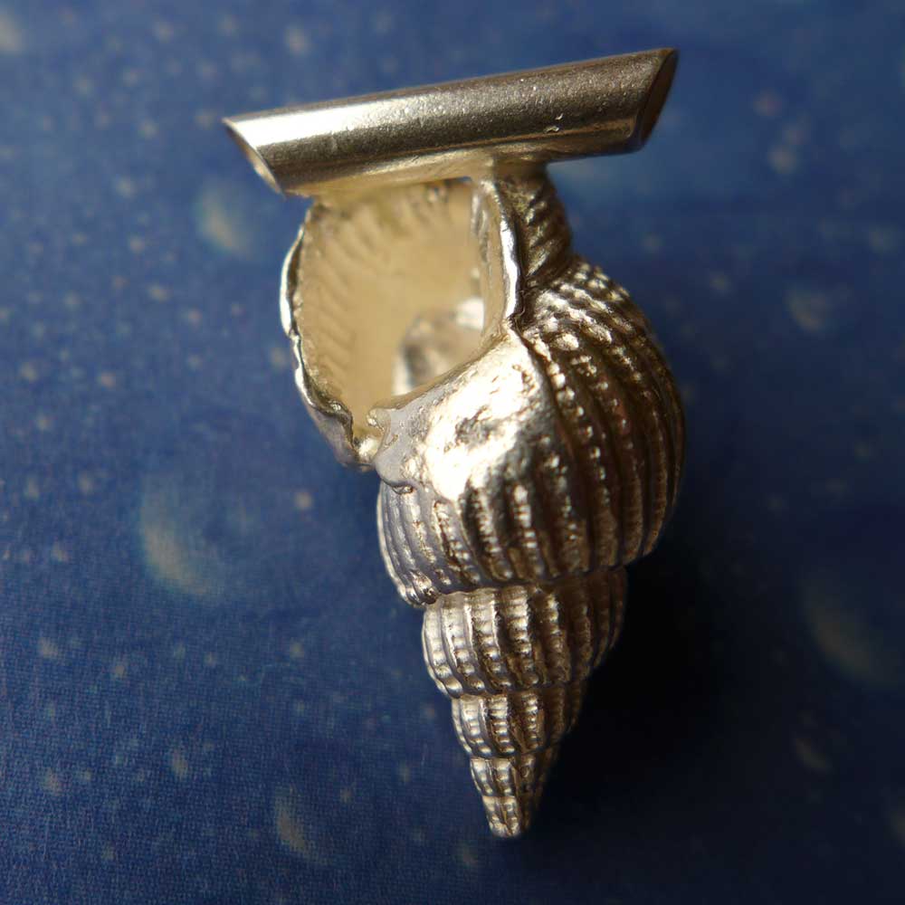 Meer Schmuck Silber Schnecke Muskatnuss Rückseite