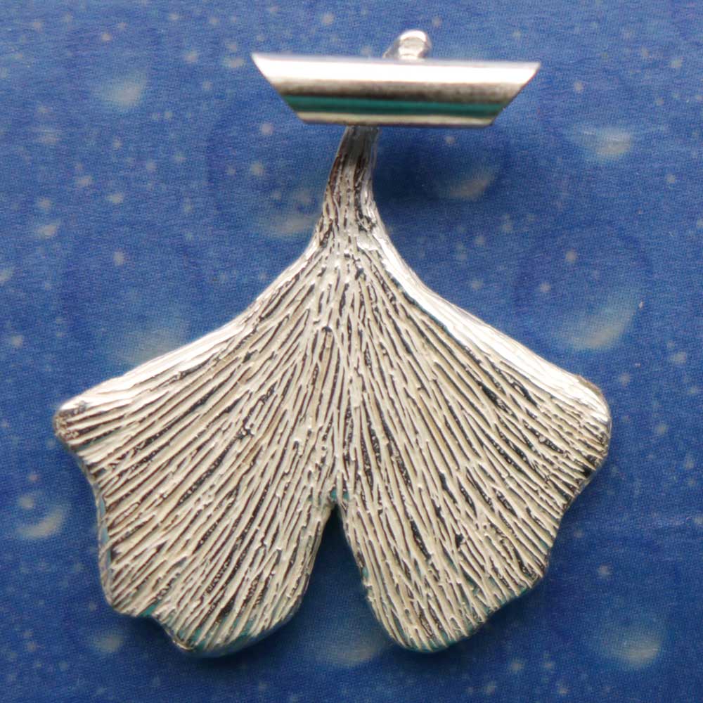 Silber Blatt Ginkgo Anhänger Rückseite