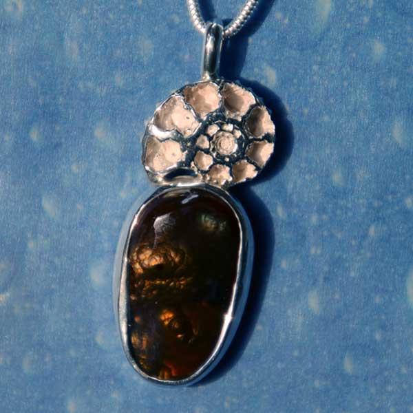 Edelstein Anhänger Ammonit Feuerachat