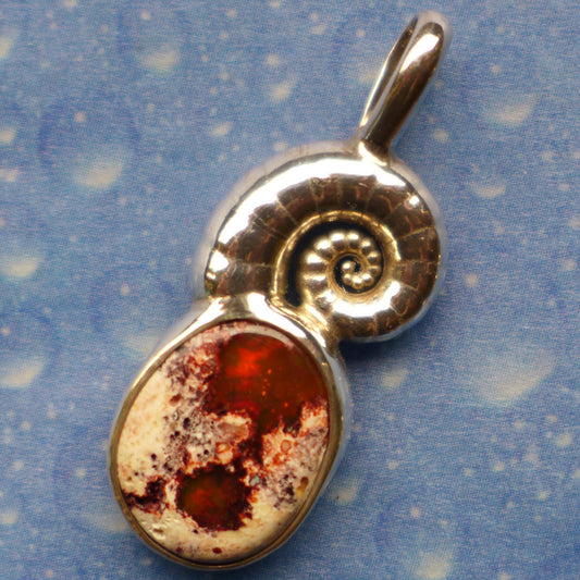 Feueropal Kette Silber maritimes Design Unikat