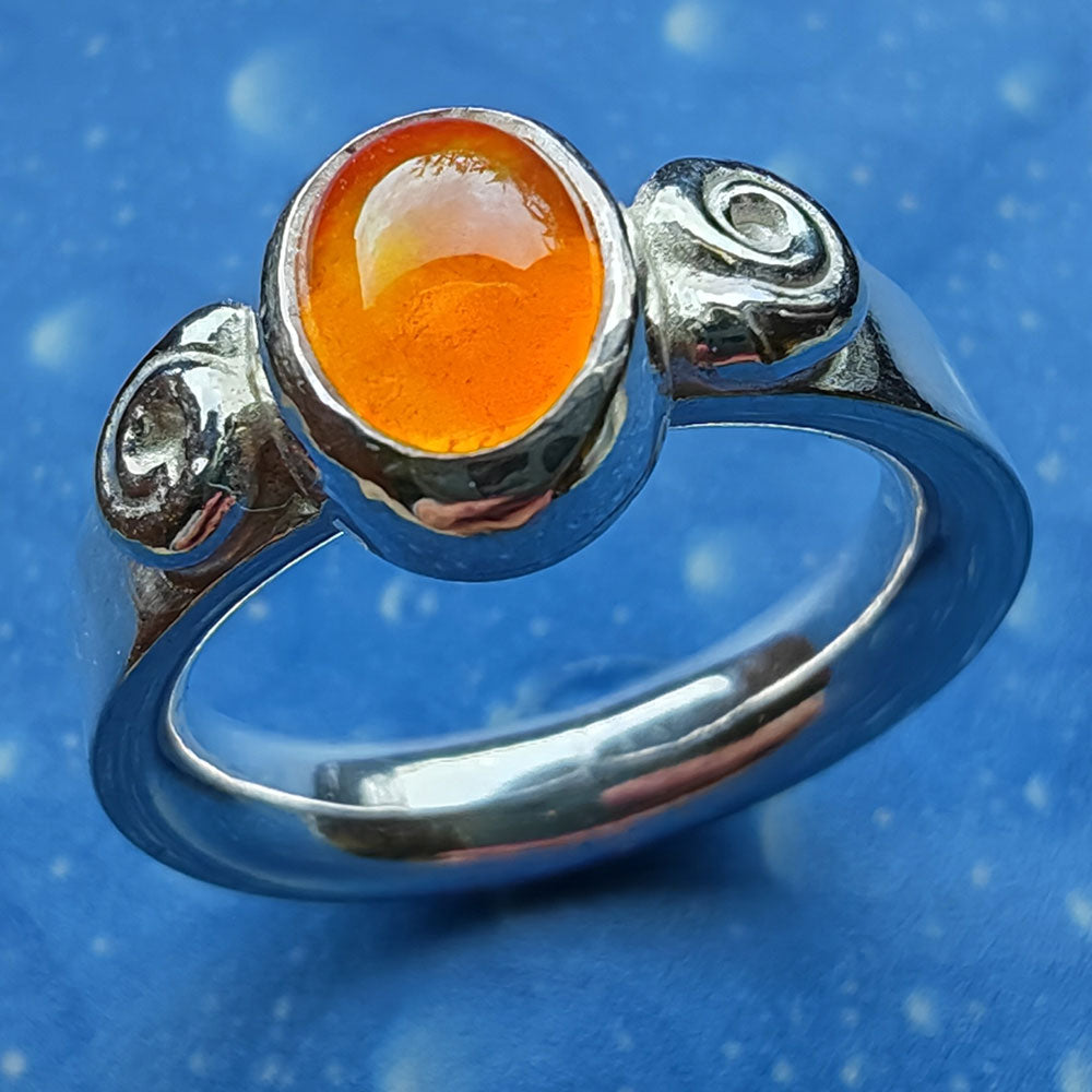 Feueropal Ring Silber maritimes Design