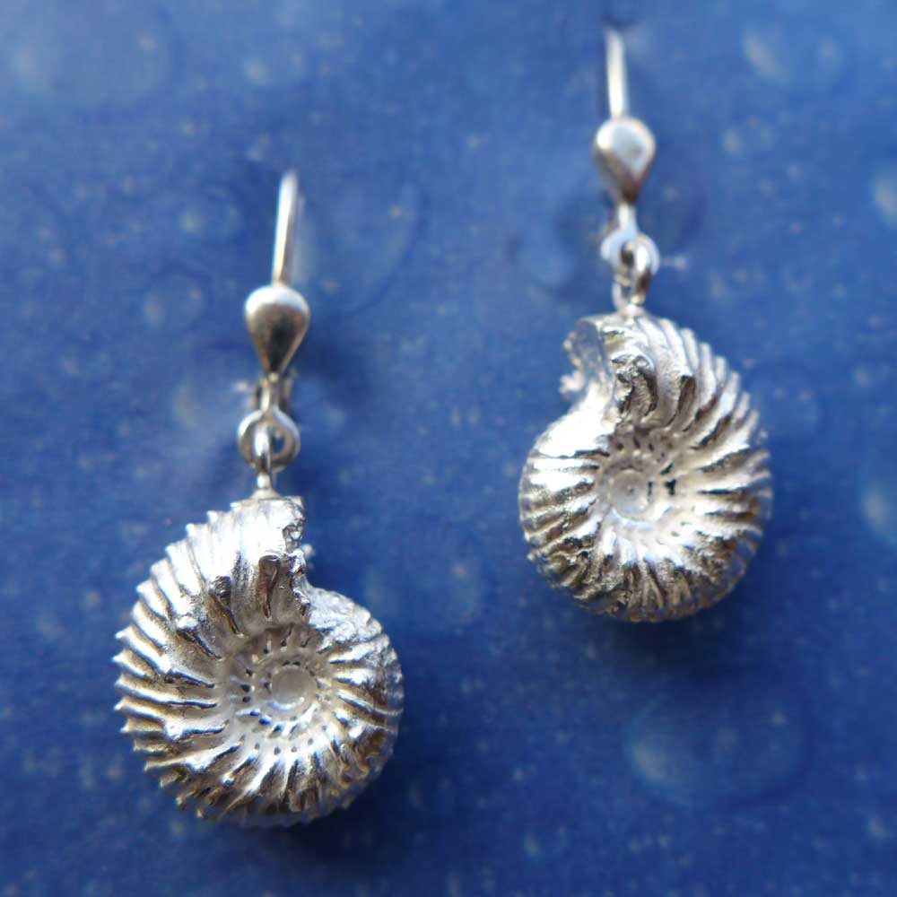 Fossiler Schmuck Ohrhänger Ammonit