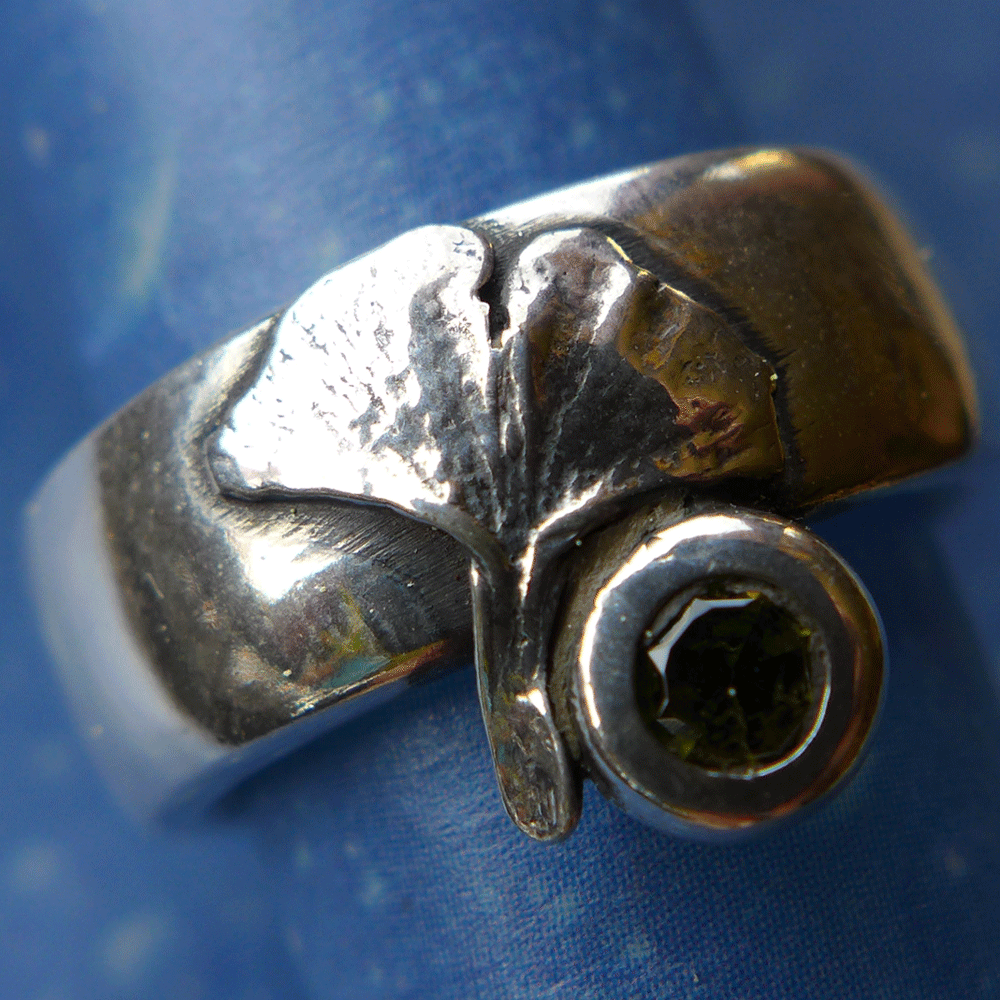 Ginkgo Ring Silber Schmuck Turmalin