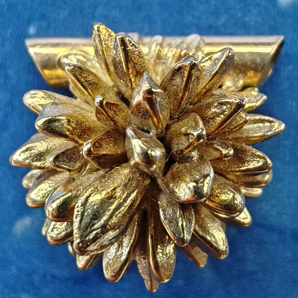 Gold Blume Blüte Anhänger Kette Floral