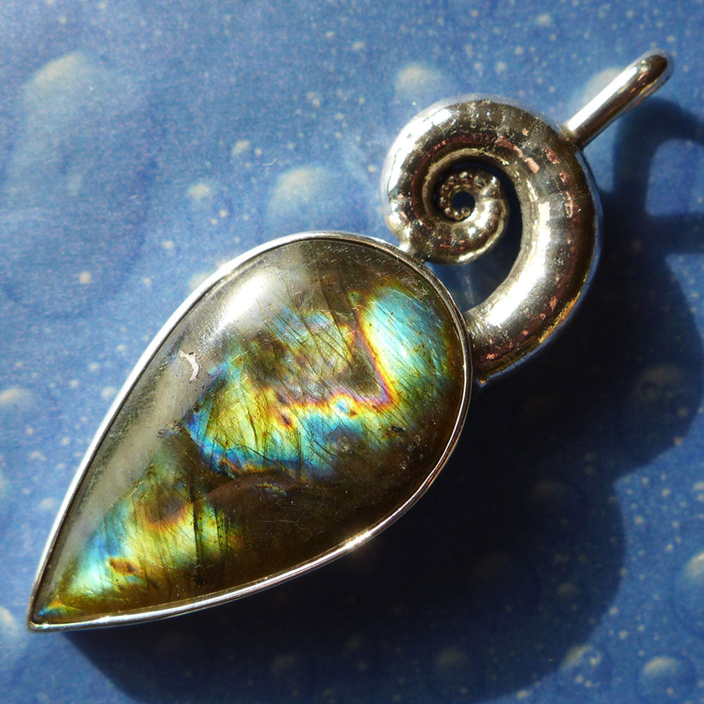 Labradorit Kettenanhänger Silber Marimer Schmuck