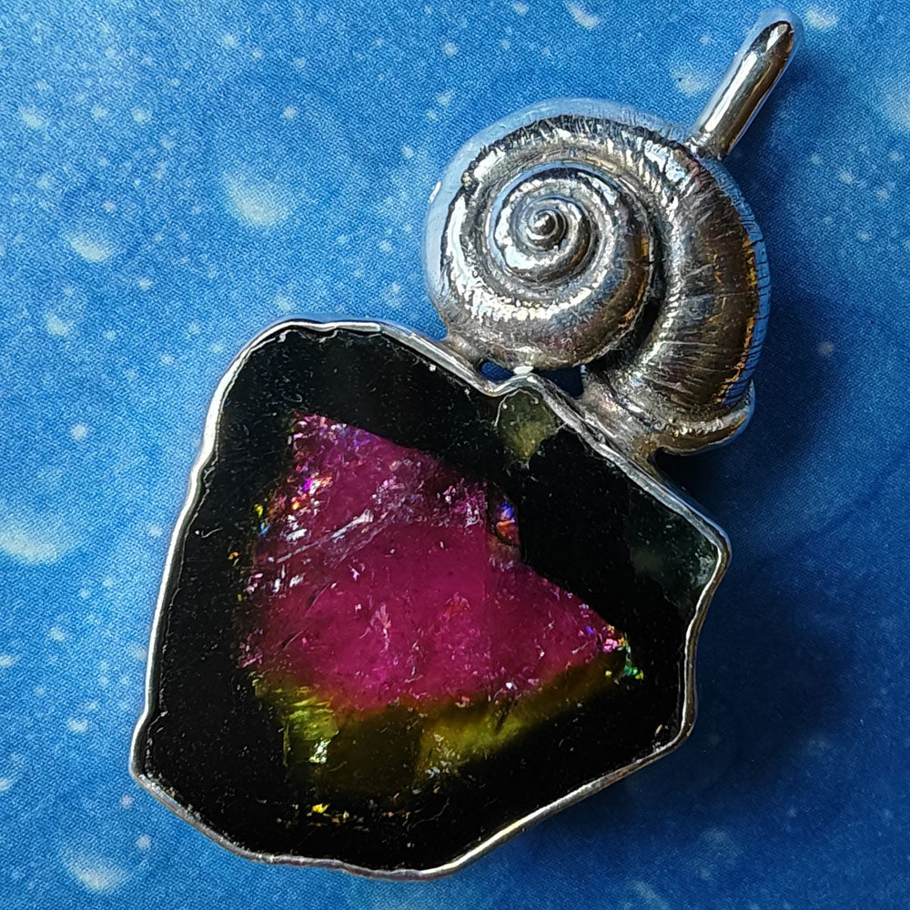 Wassermelonen Turmalin Schnecke Silber