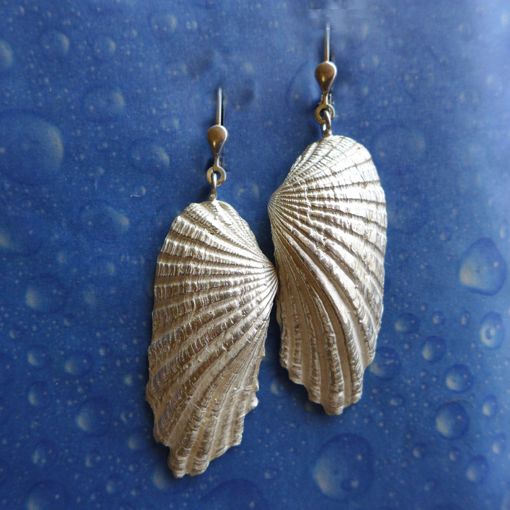 Muschel Ohrhänger Silber Welle