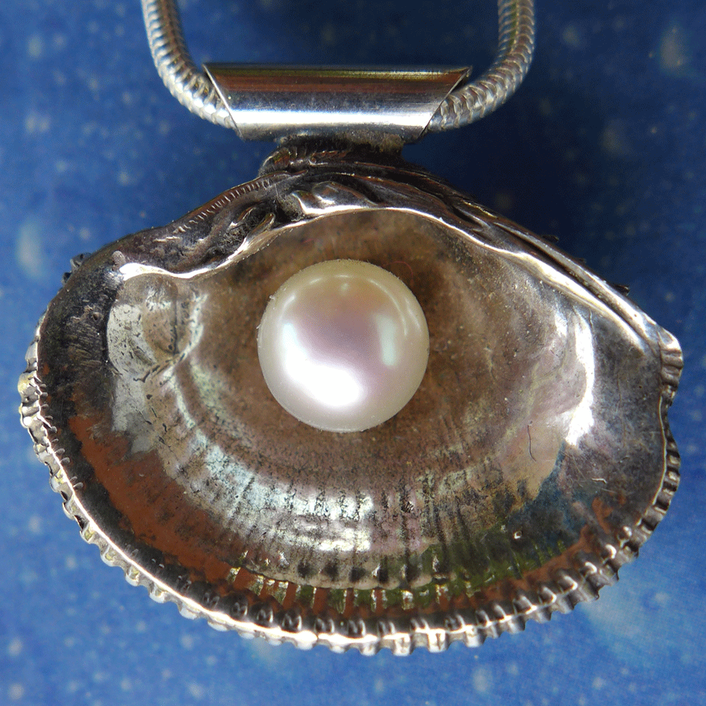 Muschel Perle Lamellen Venus Anhänger