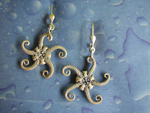 Taucherschmuck Seestern Schlangenstern Ohrhänger geschwärzt
