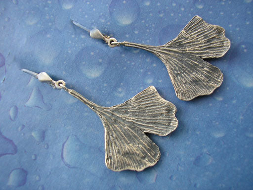 Ginkgo Schmuck Ohrhänger Silber geschwärzt