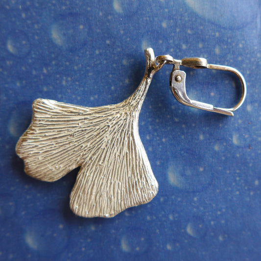 Ginkgo Schmuck Ohrhänger Silber Rückseite