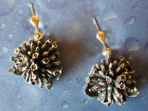 Silber Blüte Schmuck Teufelsabbiss Ohrhänger geschwärzt