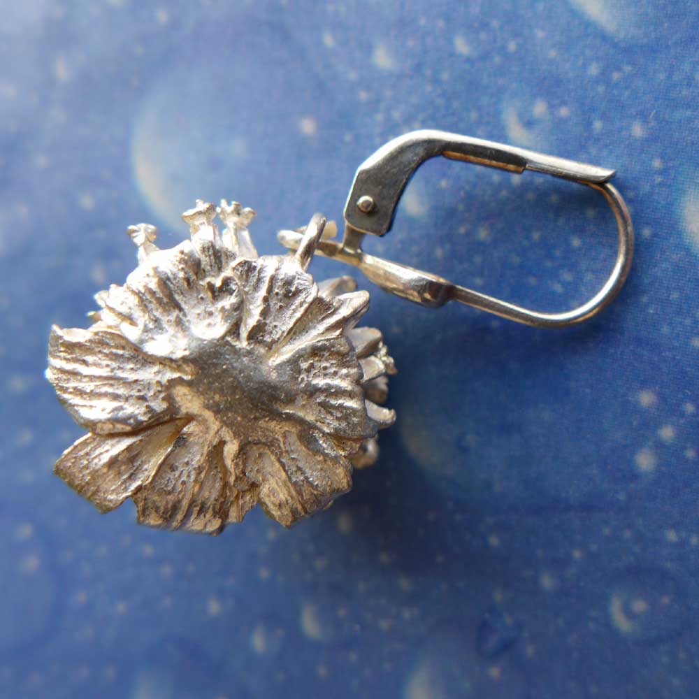 Silber Blüte Schmuck Teufelsabbiss Ohrhänger Rückseite