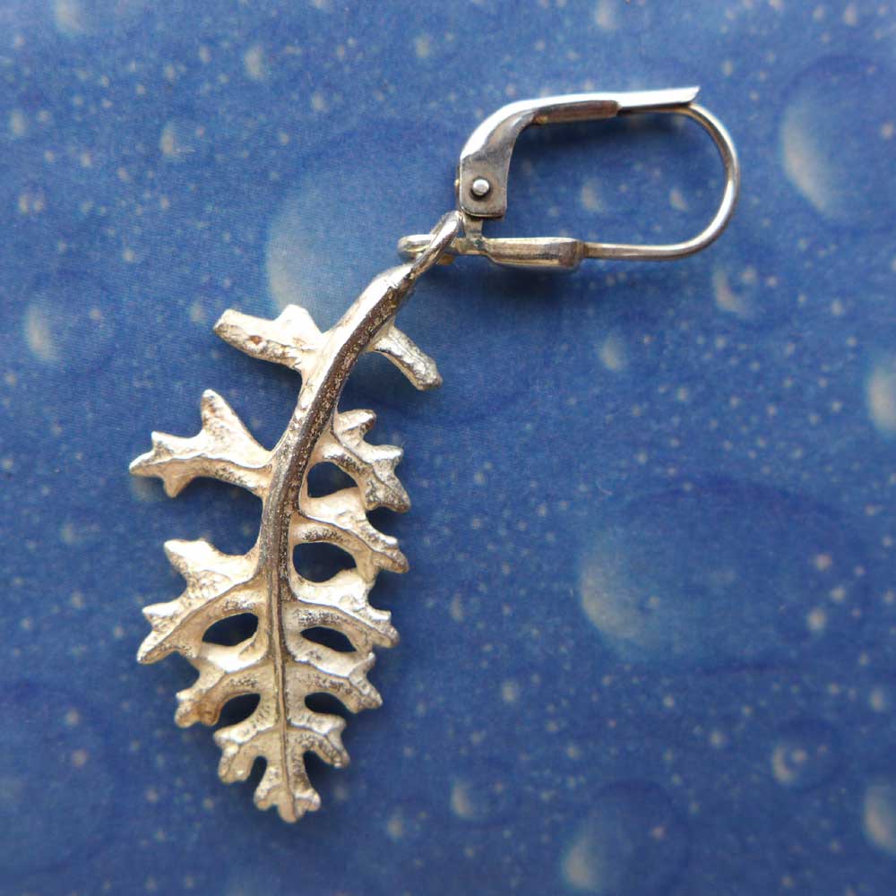 Silber Blatt Schmuck Ohrringe Rückseite