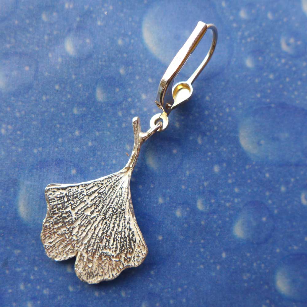 Ginkgo Ohrringe Silberschmuck Rückseite