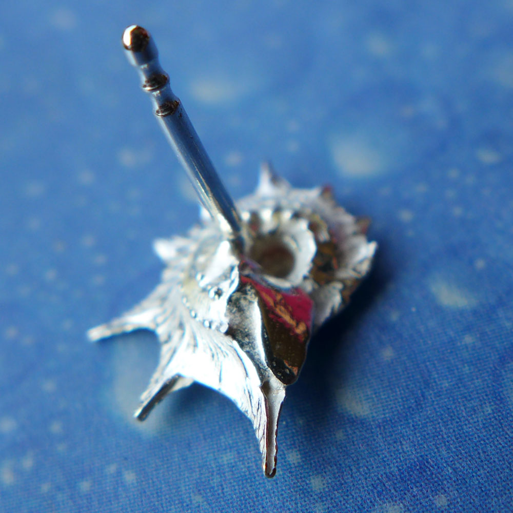 Taucherschmuck Ohrstecker Silber Rückseite Sternschnecke