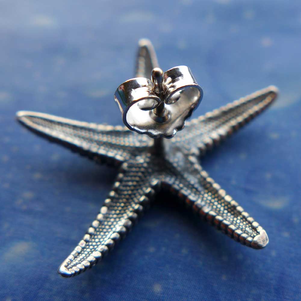 Naturschmuck Seestern Ohrstecker Rückseite