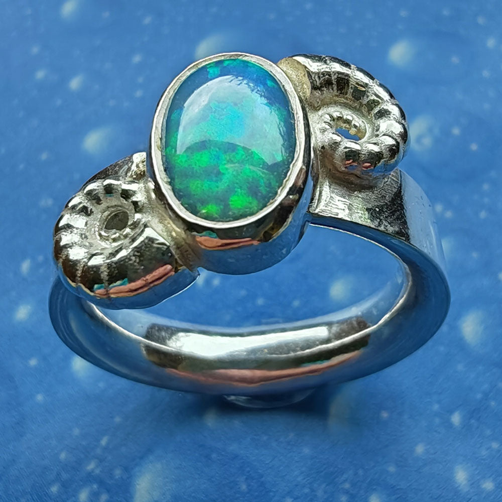 Silber Opalring Strandgut Design