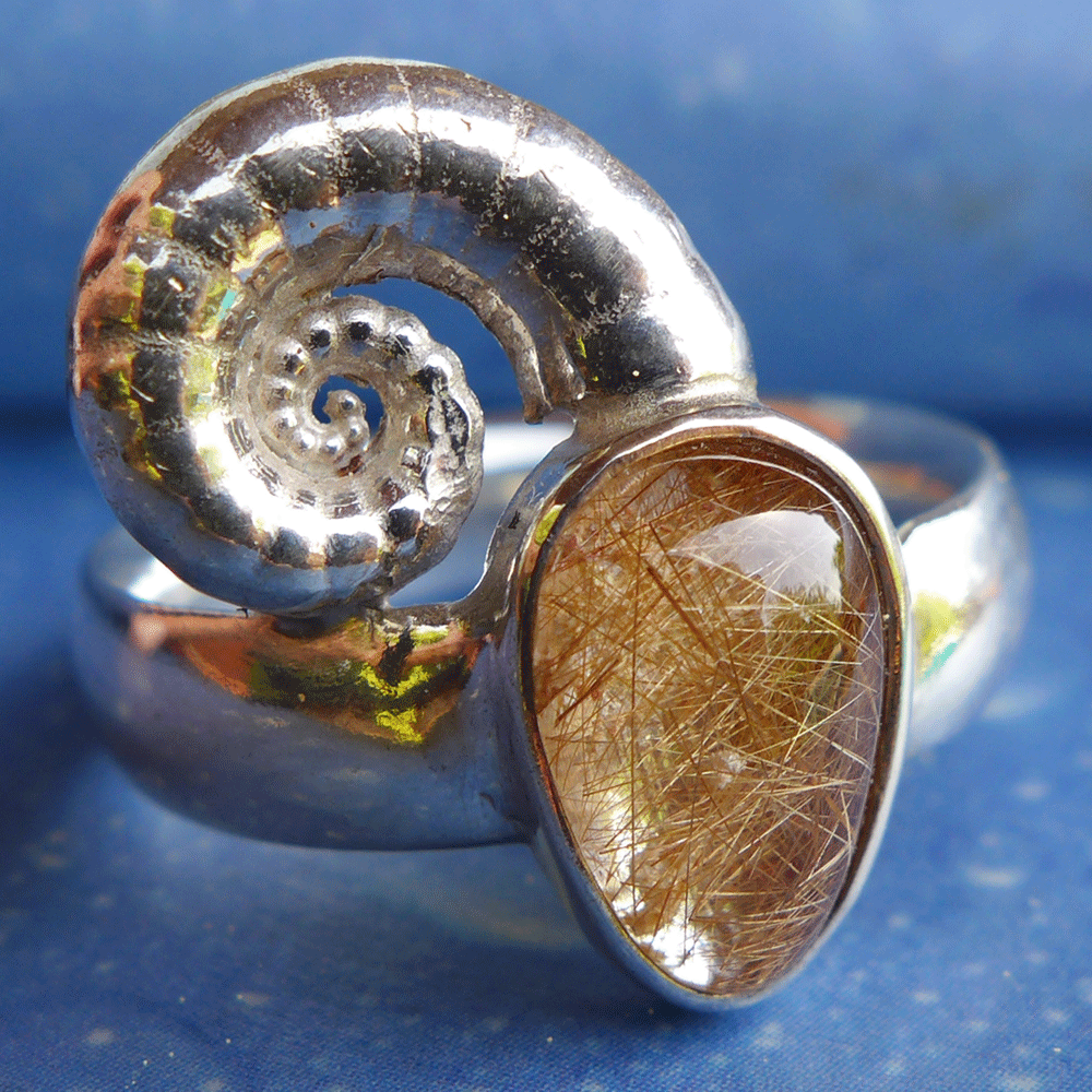 Rutilquarz Ring Silber Schmuck Posthörnchen