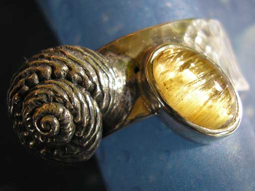 Muschelschmuck Schneckenschmuck Rutilquarz Ring
