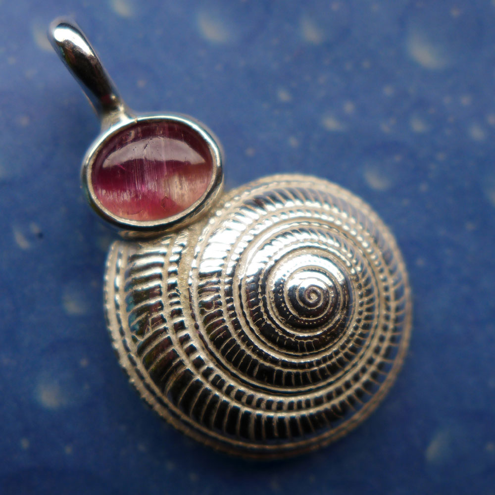 Schneckenhaus Kette Anhänger Silber Schmuck Turmalin