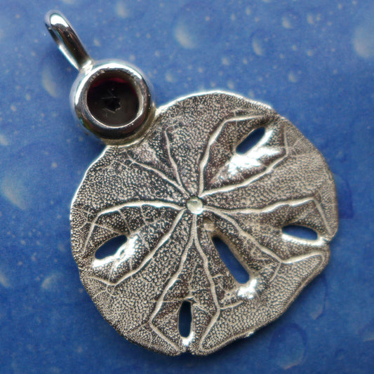 Sanddolllar Seeigel Kette Schmuck Silber Anhänger Turmalin