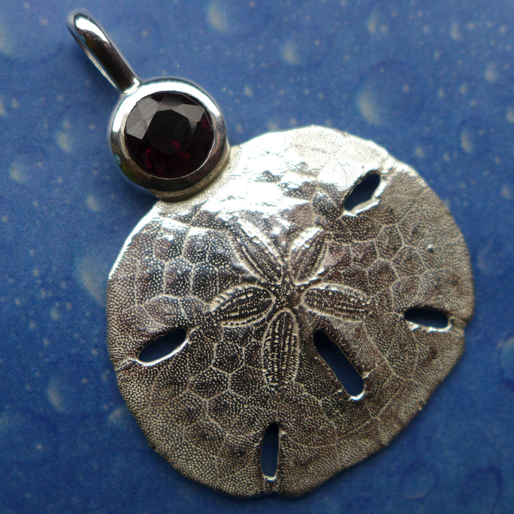 Seeigel Kette Silber Schmuck Sanddollar Turmalin