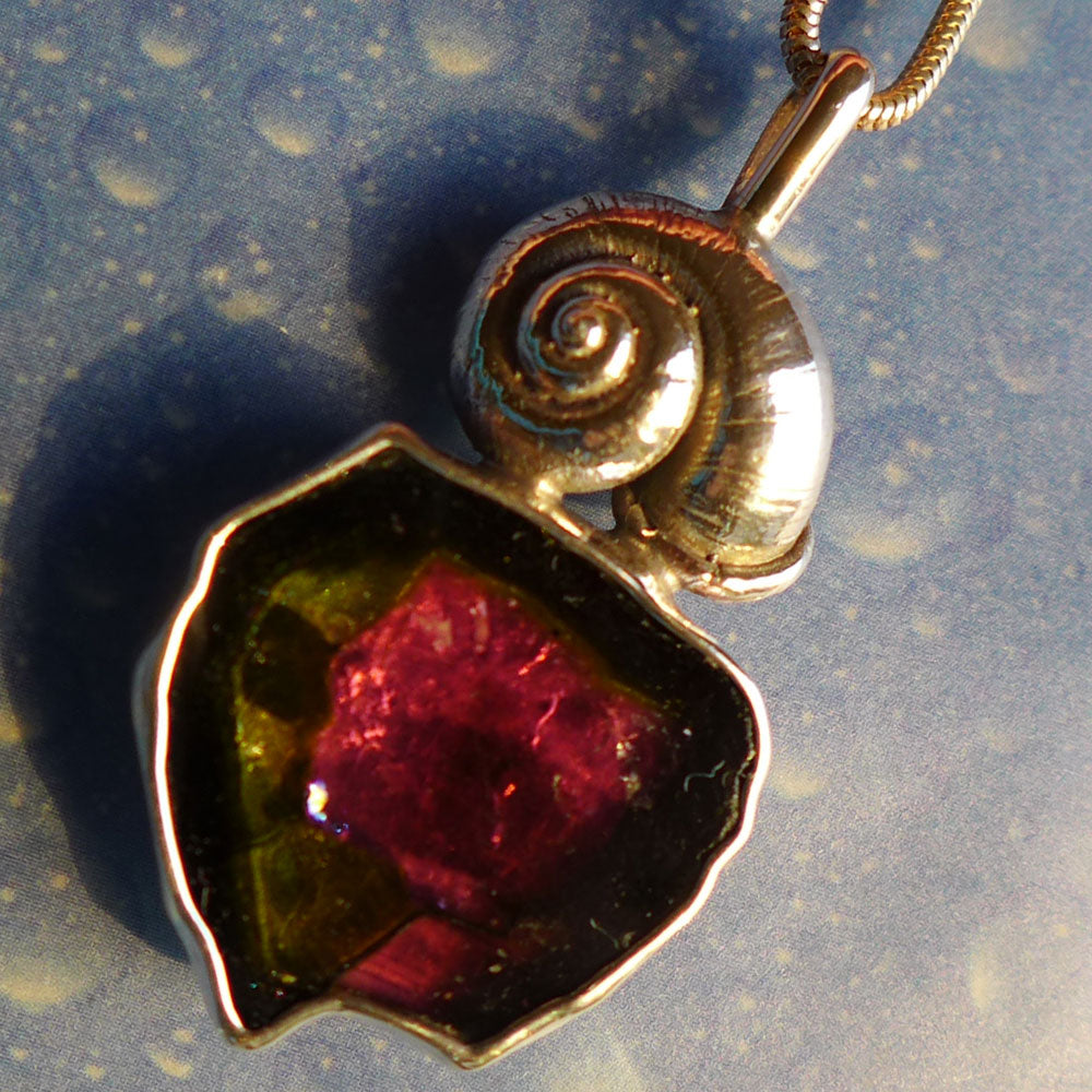 Wassermelonenturmalin Handarbeit Maritim Kette