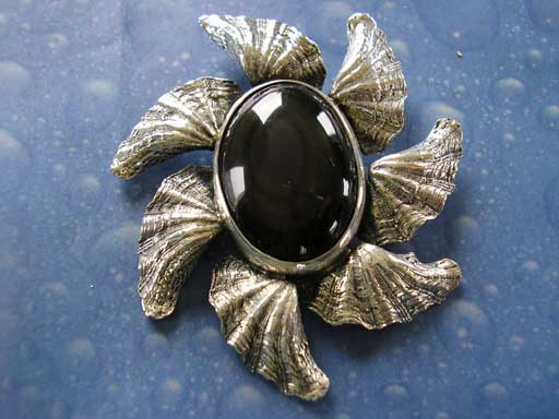 Regenbogenobsidian mit Wellenmuscheln Anhänger