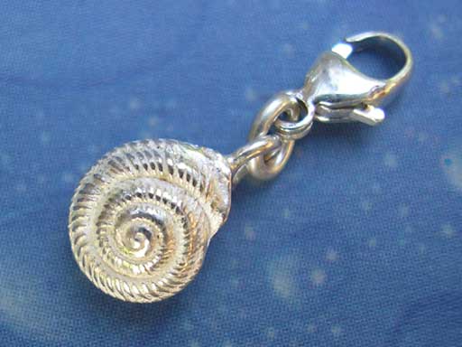 Quergestreifte Knopfschnecke Charms mit Karabiner