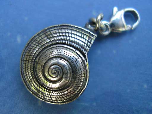 Strohsonnenuhrschnecke small Charms mit Karabiner