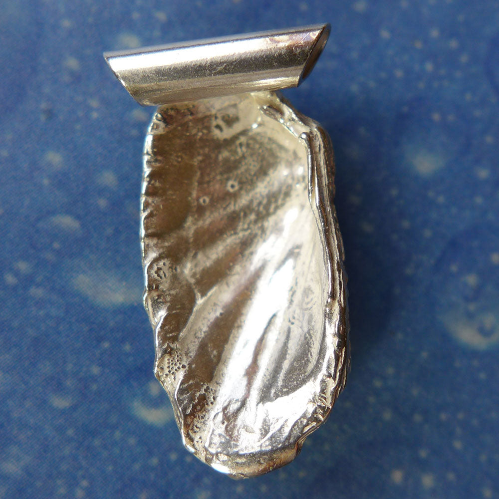 Muschelkette Anhänger Schmuck Silber Welle s Rückseite