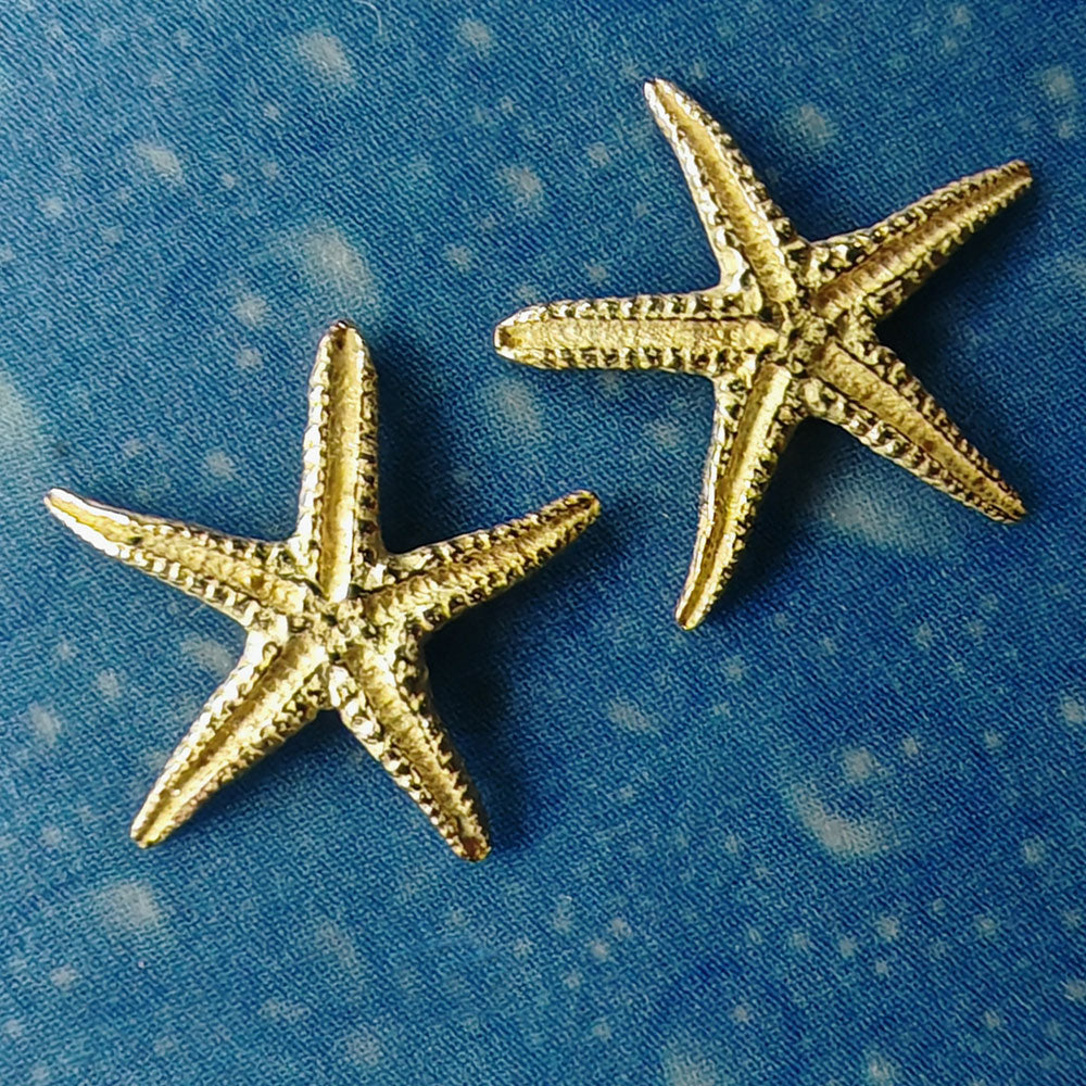 Seestern Ohrstecker Gold Handarbeit