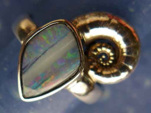 Posthornschnecke mit Opal Ring