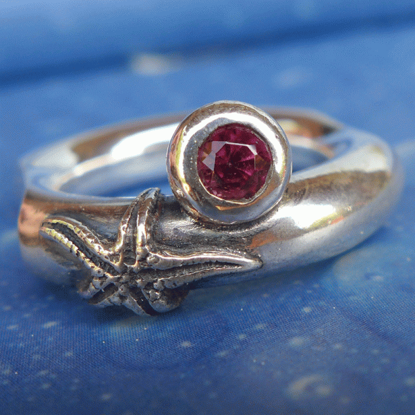 Seestern Ring Turmalin Silber Design